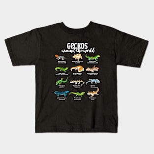 Geckos around the world - Types of Geckos Kids T-Shirt